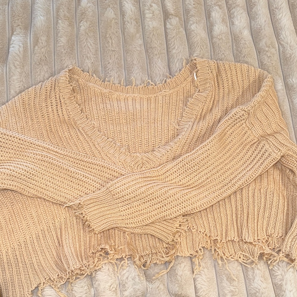 Skylar + Madison Tan V-Neck Sweater